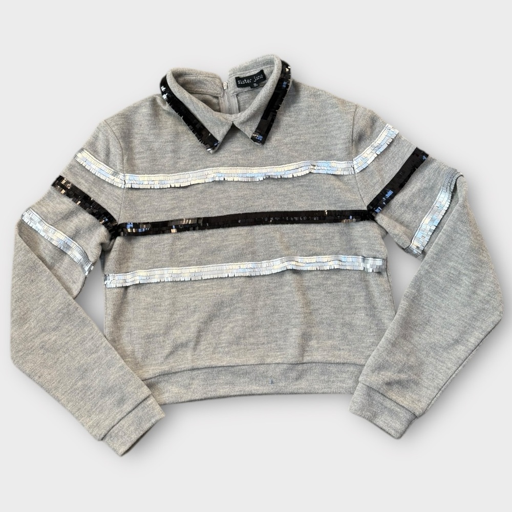 Sister Jane Sequin Collared Sweater S